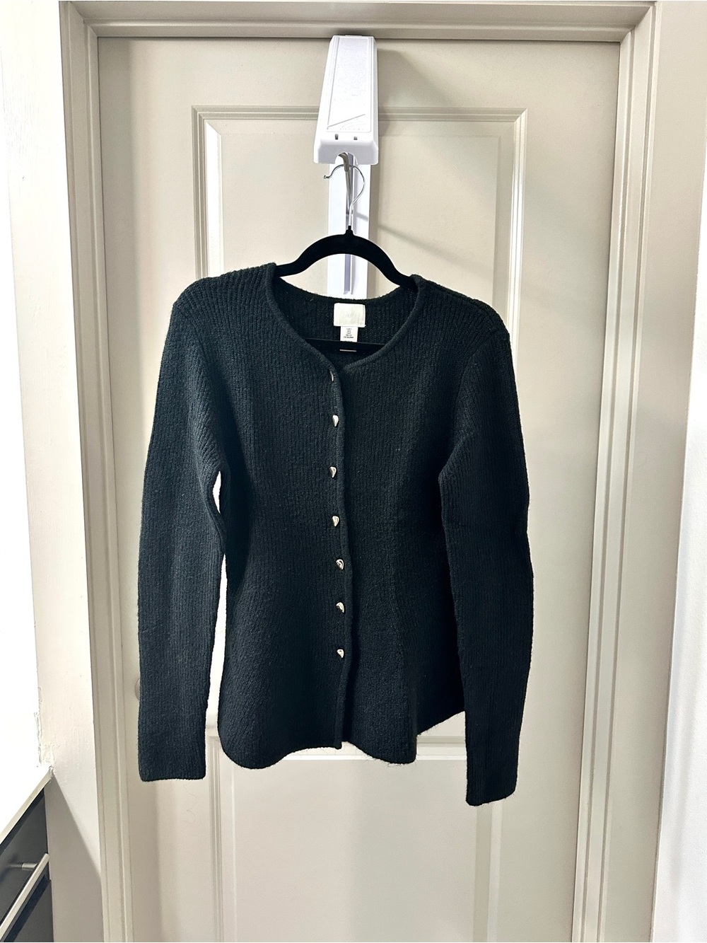 H&M Black Button-Front Knit Peplum Cardigan